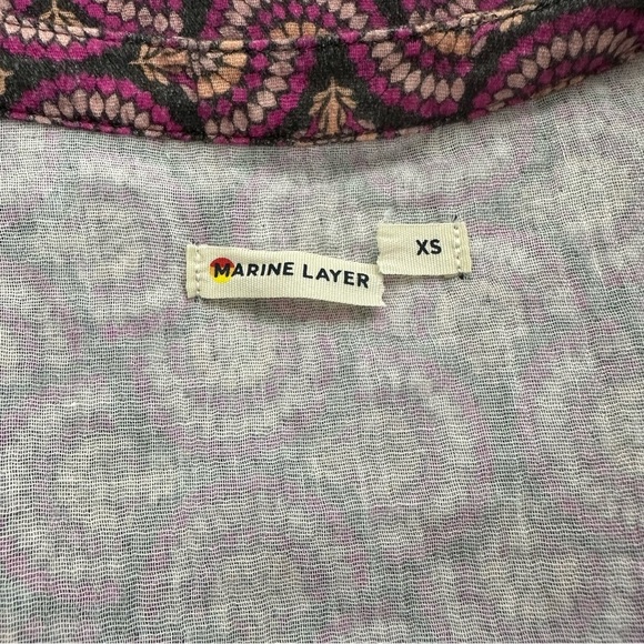 Marine Layer Printed Colette Doublecloth Top Fan Block Print SZ XS NWOT READ - Picture 2 of 9